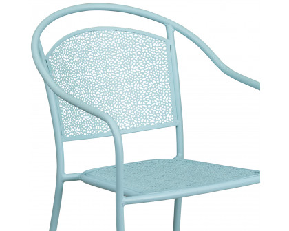 BLNK Oia Commercial Steel Indoor-Outdoor Patio Arm Chair with Round Back - Sky Blue