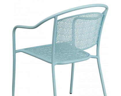 BLNK Oia Commercial Steel Indoor-Outdoor Patio Arm Chair with Round Back - Sky Blue