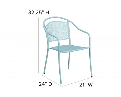 BLNK Oia Commercial Steel Indoor-Outdoor Patio Arm Chair with Round Back - Sky Blue