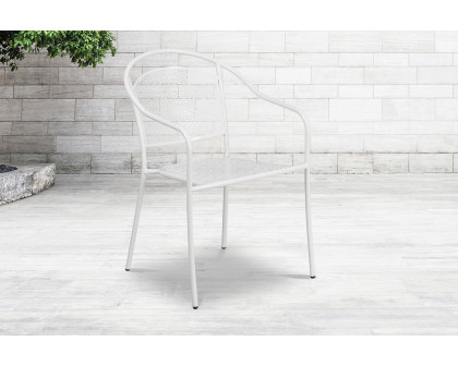 BLNK Oia Commercial Steel Indoor-Outdoor Patio Arm Chair with Round Back