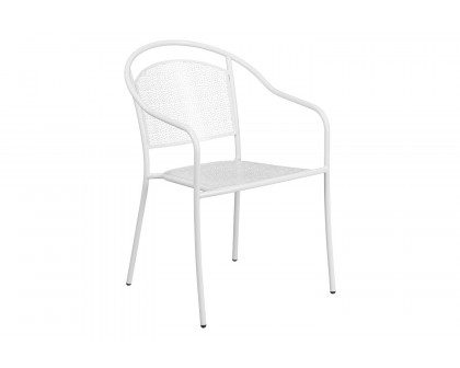 BLNK Oia Commercial Steel Indoor-Outdoor Patio Arm Chair with Round Back - White