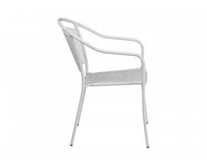 BLNK Oia Commercial Steel Indoor-Outdoor Patio Arm Chair with Round Back - White