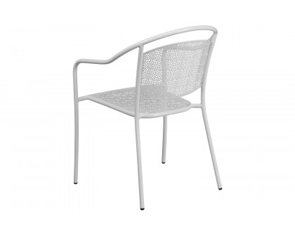 BLNK Oia Commercial Steel Indoor-Outdoor Patio Arm Chair with Round Back - White