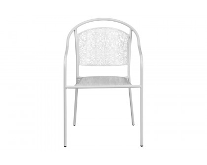 BLNK Oia Commercial Steel Indoor-Outdoor Patio Arm Chair with Round Back - White