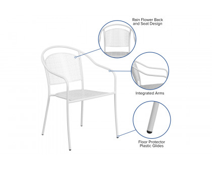 BLNK Oia Commercial Steel Indoor-Outdoor Patio Arm Chair with Round Back - White