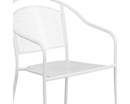 BLNK Oia Commercial Steel Indoor-Outdoor Patio Arm Chair with Round Back - White