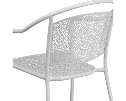 BLNK Oia Commercial Steel Indoor-Outdoor Patio Arm Chair with Round Back - White