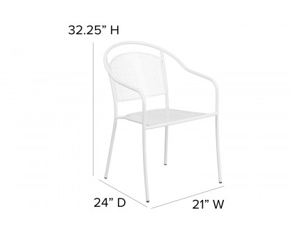 BLNK Oia Commercial Steel Indoor-Outdoor Patio Arm Chair with Round Back - White