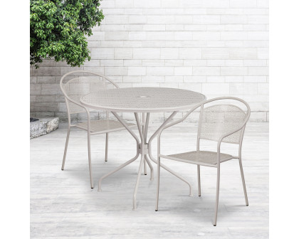 BLNK Oia Commercial Steel Indoor-Outdoor Patio Table Set with 2 Round Back Chairs