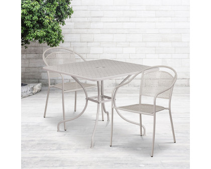 BLNK Oia Commercial Steel Indoor-Outdoor Patio Table Set with 2 Round Back Chairs