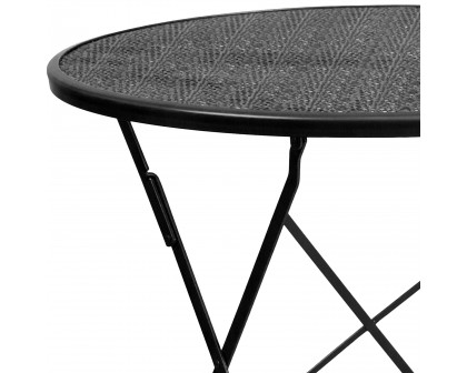 BLNK Oia Commercial Round Steel Indoor-Outdoor Folding Patio Table - Black, 30"D