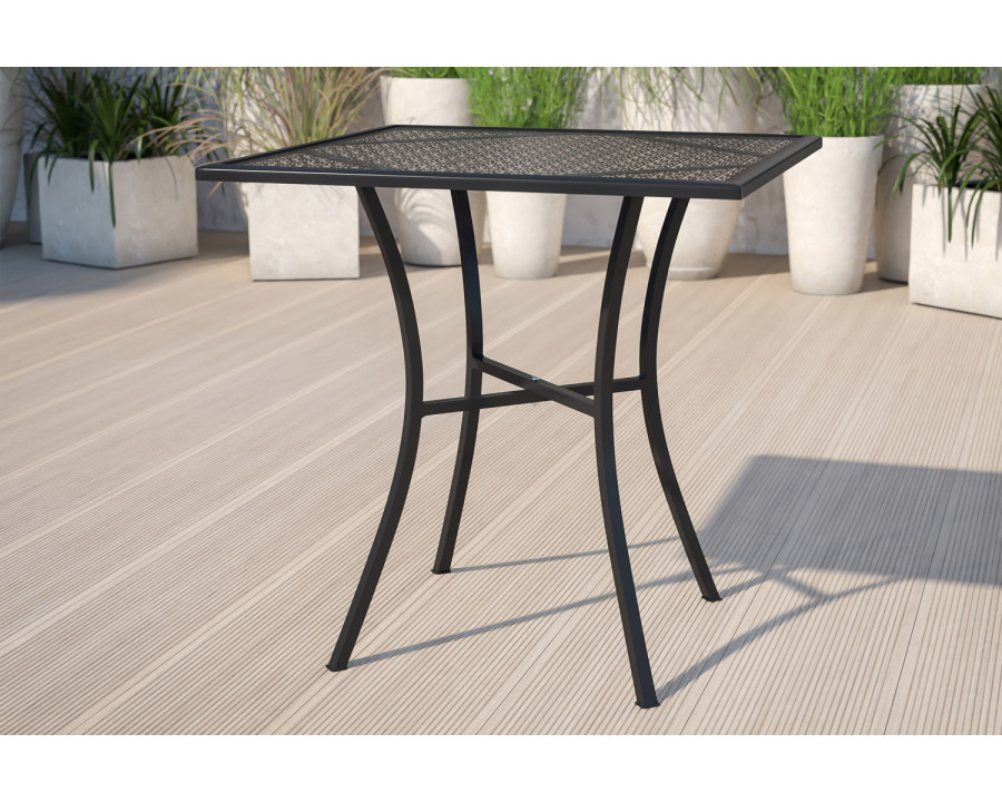 BLNK Oia Commercial Square Steel Black Indoor-Outdoor Patio Table