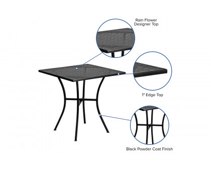 BLNK Oia Commercial Square Steel Black Indoor-Outdoor Patio Table