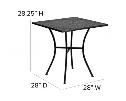 BLNK Oia Commercial Square Steel Black Indoor-Outdoor Patio Table