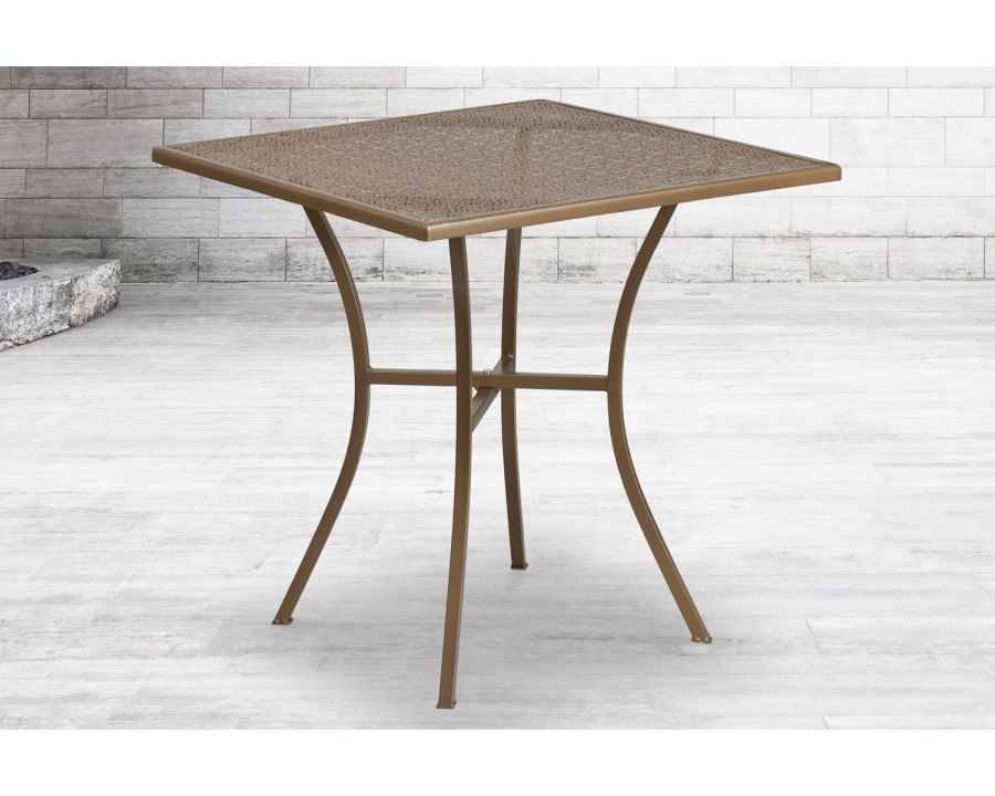 BLNK Oia Commercial Square Steel Gold Indoor-Outdoor Patio Table