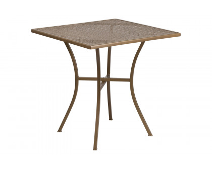 BLNK Oia Commercial Square Steel Gold Indoor-Outdoor Patio Table