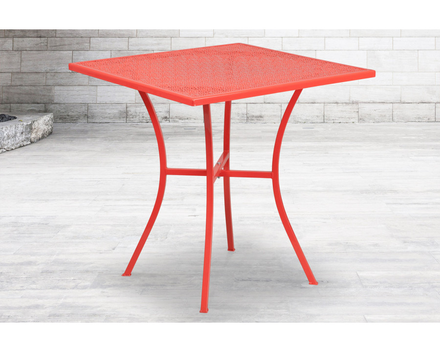 BLNK Oia Commercial Square Steel Indoor-Outdoor Patio Table