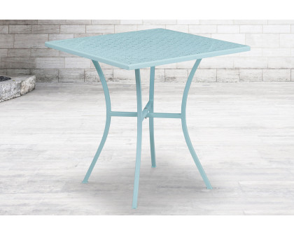 BLNK Oia Commercial Square Steel Indoor-Outdoor Patio Table