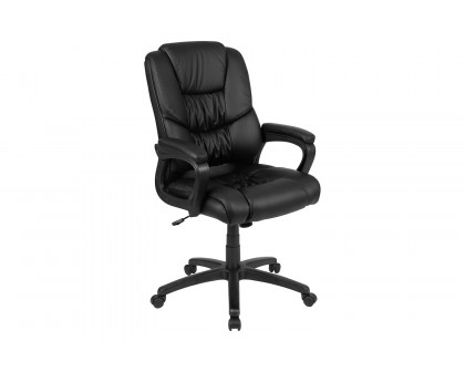 BLNK Flash Fundamentals LeatherSoft Swivel Office Chair with Padded Arms - Black