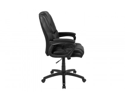 BLNK Flash Fundamentals LeatherSoft Swivel Office Chair with Padded Arms - Black