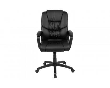 BLNK Flash Fundamentals LeatherSoft Swivel Office Chair with Padded Arms - Black