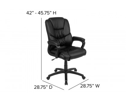 BLNK Flash Fundamentals LeatherSoft Swivel Office Chair with Padded Arms - Black