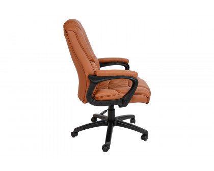 BLNK Flash Fundamentals LeatherSoft Swivel Office Chair with Padded Arms - Brown