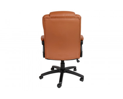 BLNK Flash Fundamentals LeatherSoft Swivel Office Chair with Padded Arms - Brown