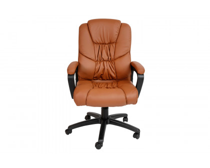 BLNK Flash Fundamentals LeatherSoft Swivel Office Chair with Padded Arms - Brown