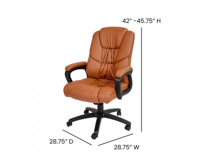 BLNK Flash Fundamentals LeatherSoft Swivel Office Chair with Padded Arms - Brown