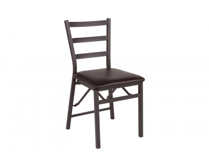 BLNK - HERCULES Series Folding Ladder Back Metal Chair with Vinyl Seat