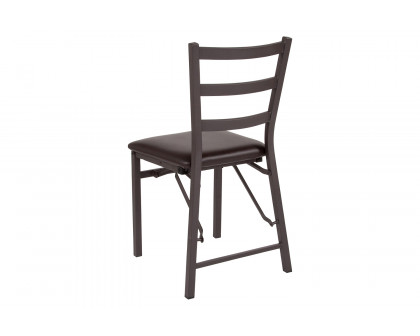 BLNK - HERCULES Series Folding Ladder Back Metal Chair with Vinyl Seat