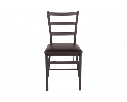 BLNK - HERCULES Series Folding Ladder Back Metal Chair with Vinyl Seat