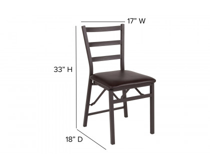 BLNK - HERCULES Series Folding Ladder Back Metal Chair with Vinyl Seat