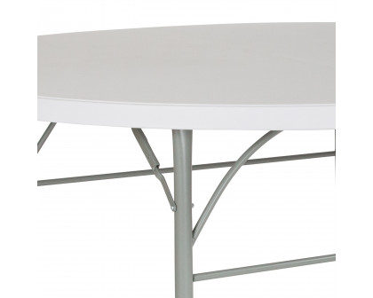 BLNK - Stonewall Round Bi-Fold Granite White Plastic Banquet and Event Folding Table with Carrying Handle