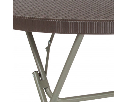 BLNK - Trellis Round Brown Rattan Plastic Folding Table