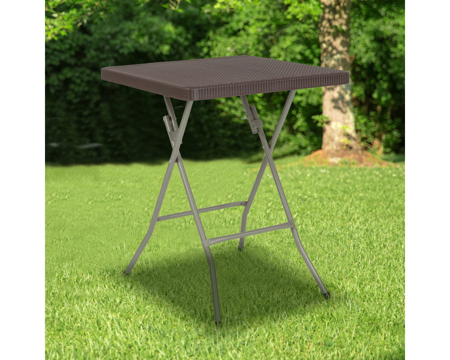 BLNK - Linburgh Square Brown Rattan Plastic Folding Table