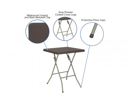 BLNK - Linburgh Square Brown Rattan Plastic Folding Table