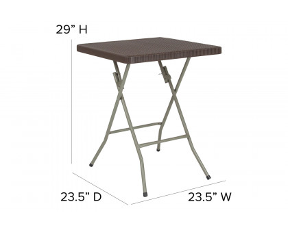 BLNK - Linburgh Square Brown Rattan Plastic Folding Table