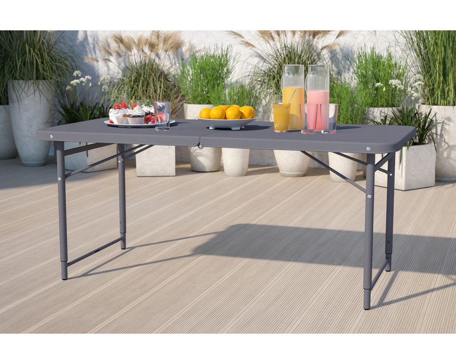 BLNK Mills Plastic Adjustable Folding Table with Carrying Handle - Dark Gray