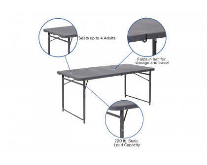 BLNK Mills Plastic Adjustable Folding Table with Carrying Handle - Dark Gray