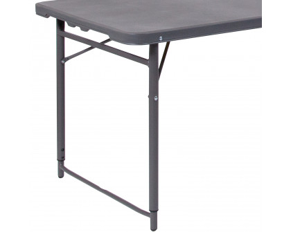 BLNK Mills Plastic Adjustable Folding Table with Carrying Handle - Dark Gray