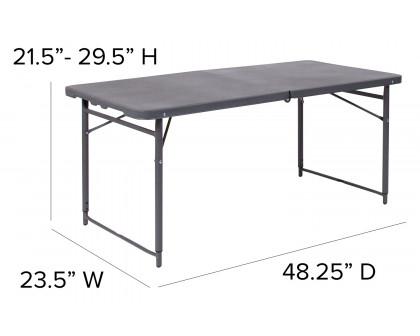 BLNK Mills Plastic Adjustable Folding Table with Carrying Handle - Dark Gray