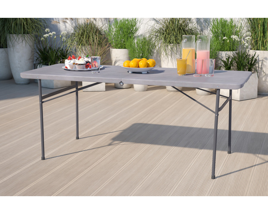 BLNK Elijah Plastic Folding Table with Carrying Handle - Dark Gray