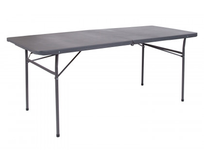 BLNK™ Elijah Plastic Folding Table with Carrying Handle - Dark Gray