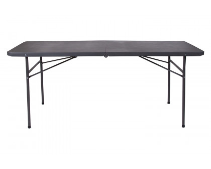 BLNK™ Elijah Plastic Folding Table with Carrying Handle - Dark Gray