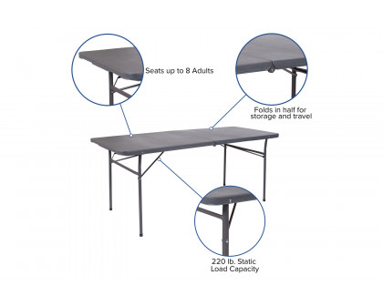 BLNK™ Elijah Plastic Folding Table with Carrying Handle - Dark Gray