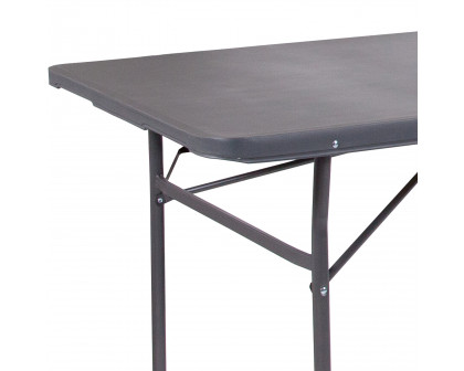 BLNK™ Elijah Plastic Folding Table with Carrying Handle - Dark Gray