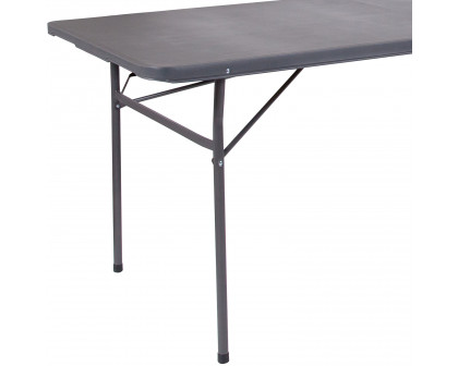 BLNK™ Elijah Plastic Folding Table with Carrying Handle - Dark Gray