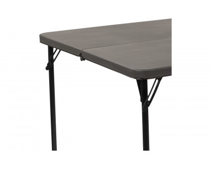 BLNK™ Dunham Square Plastic Folding Table with Carrying Handle - Dark Gray